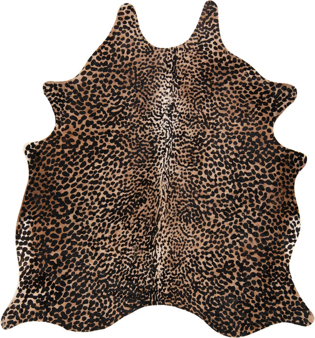 Brown and Black 6' x 6' 3 Cowhide Leather Rectangle Rug