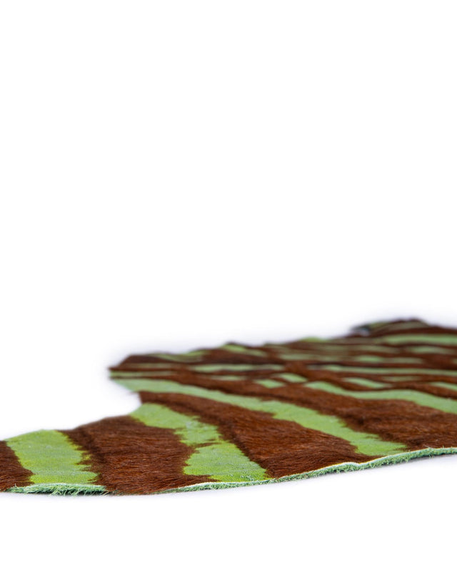 Green and Brown 6' x 6' 3 Cowhide Leather Rectangle Rug