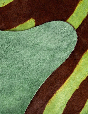 Green and Brown 6' x 6' 3 Cowhide Leather Rectangle Rug