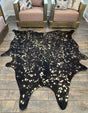 Black and Gold 6' x 6' 3 Cowhide Leather Rectangle Rug