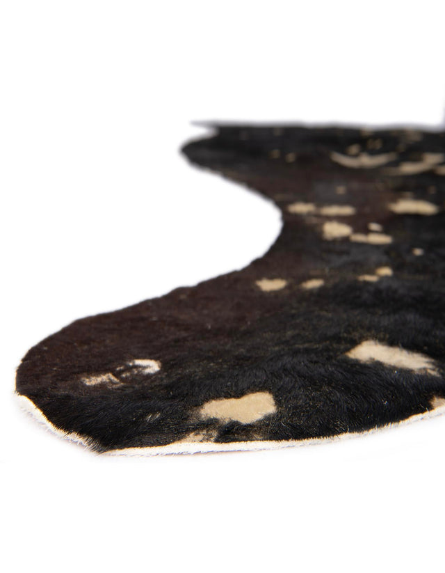 Black and Gold 6' x 6' 3 Cowhide Leather Rectangle Rug