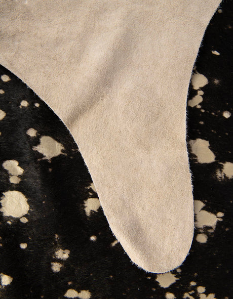 Authentic Luxury Black and Gold 5' 7 x 6' 3 Cowhide Leather Rectangle Area Rug Modern Interior Design 100% Real Natural Cowhide Carpet for Designer Home Decor for Sale at Rug Engine