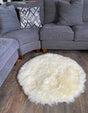 White 2' x 2' Sheepskin Round Rug