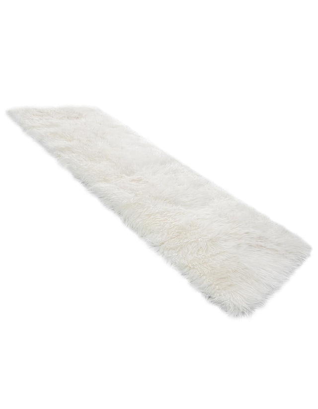 White 2' x 6' Sheepskin Runner Rug