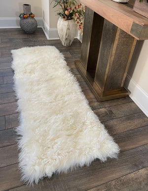 White 2' x 4' Sheepskin Runner Rug