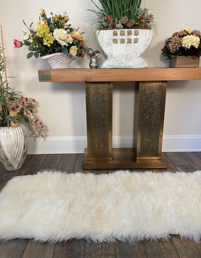 White 2' x 4' Sheepskin Runner Rug