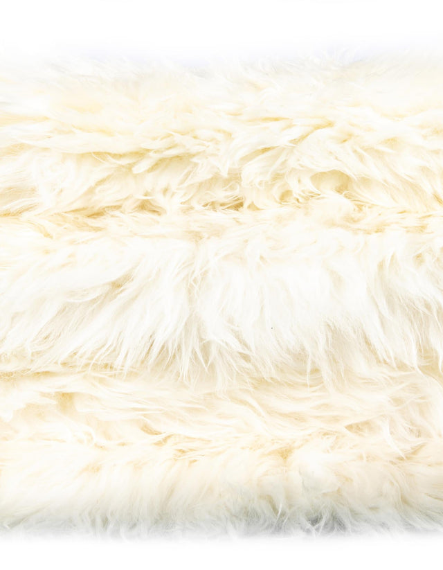 White 2' x 6' Sheepskin Runner Rug