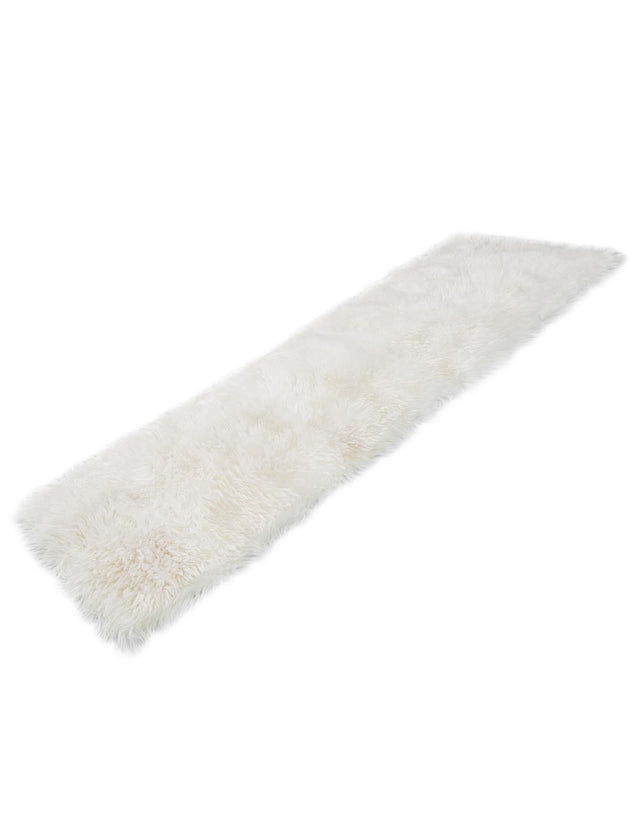 White 2' x 6' Sheepskin Runner Rug