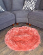 Pink 3' x 3' Sheepskin Round Rug