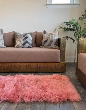 Pink 2' x 6' Sheepskin Runner Rug