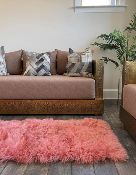 Pink 2' x 6' Sheepskin Runner Rug