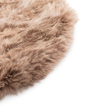 Beige 2' x 2' Sheepskin Round Rug