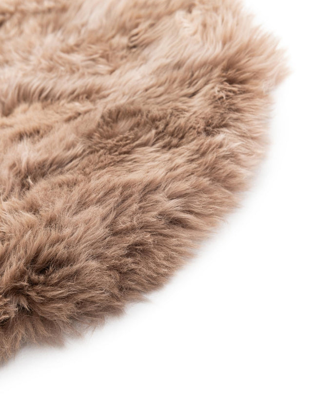Beige 2' x 2' Sheepskin Round Rug