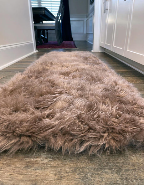 Beige 2' x 6' Sheepskin Runner Rug