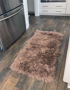 Beige 2' x 6' Sheepskin Runner Rug