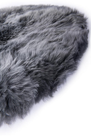 Gray 3' x 3' Sheepskin Round Rug