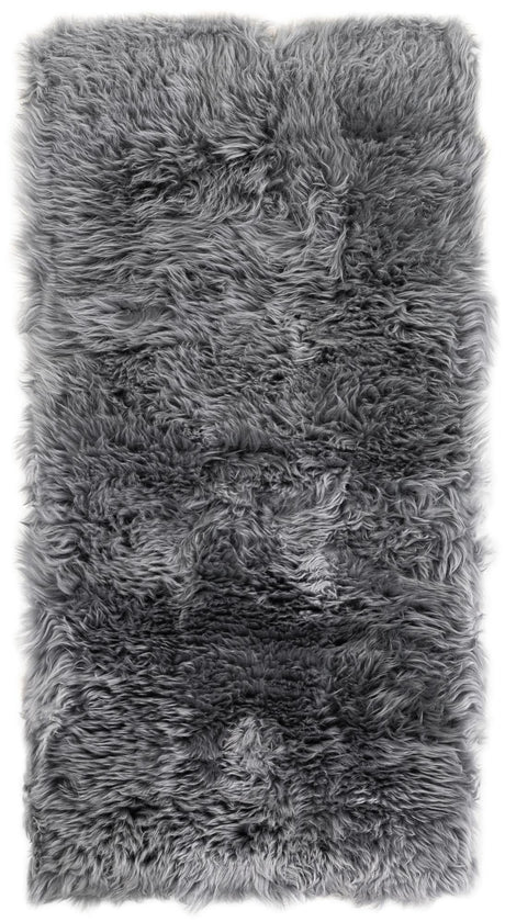 Gray 2' x 4' Sheepskin Runner Area Rug 100% Genuine Luxury Soft Touch Shaggy Plush Pile