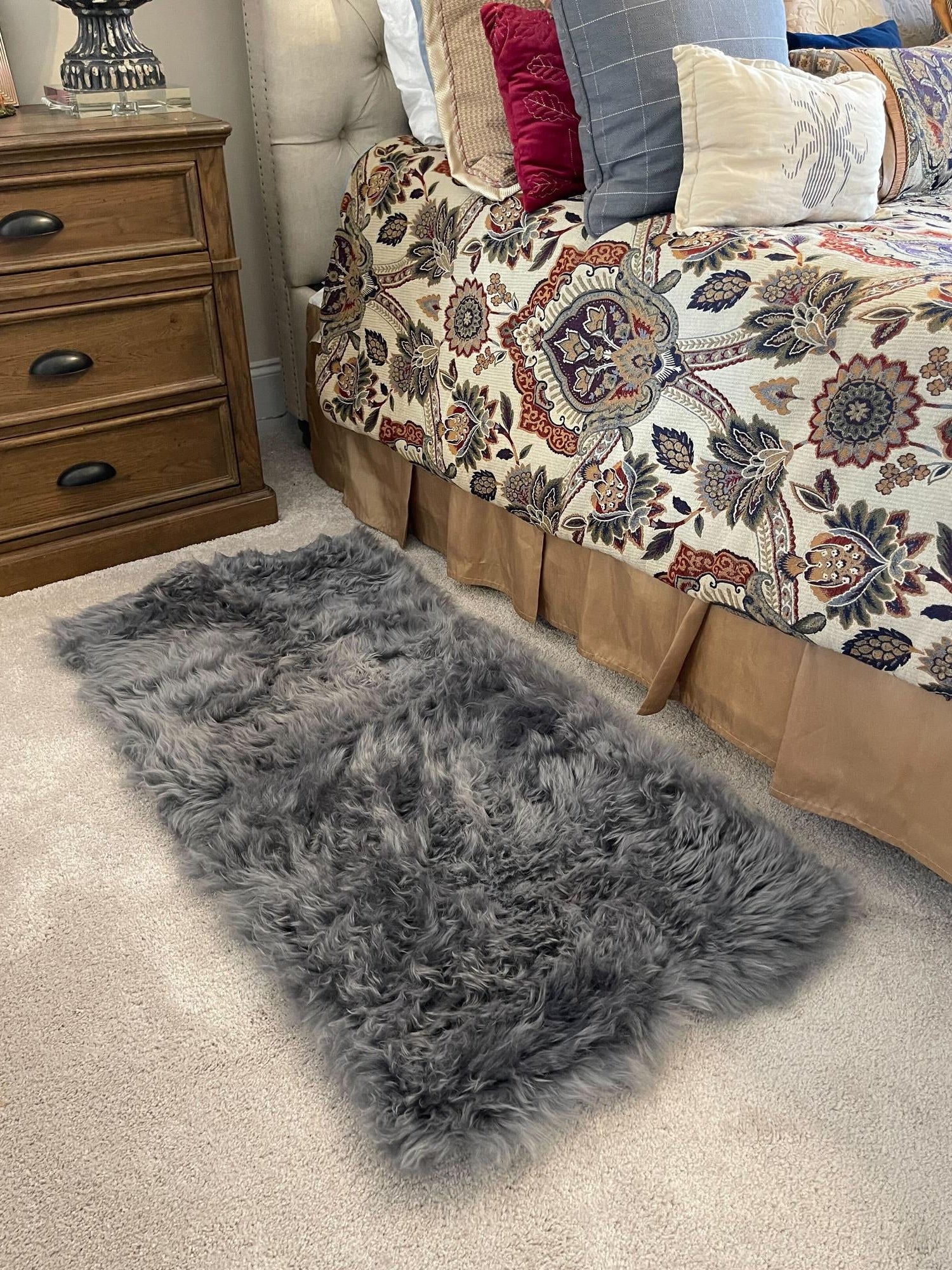 Gray 2' x 6' Sheepskin Runner Area Rug 100% Genuine Luxury Soft Touch Shaggy Plush Pile