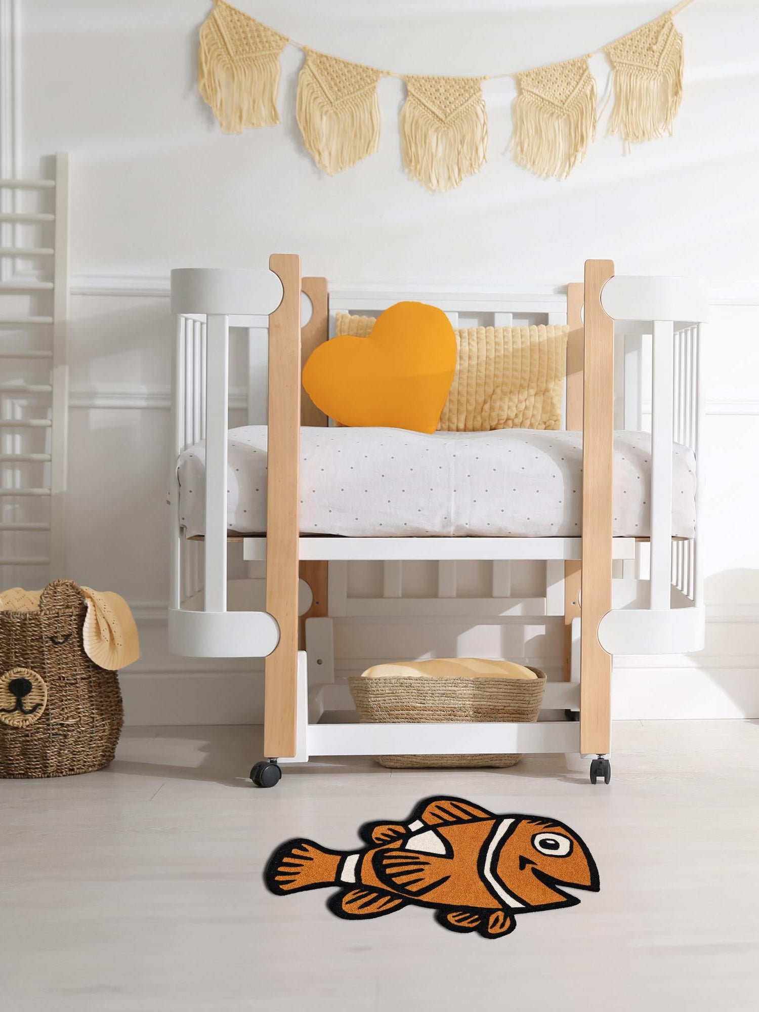 Orange 4' 1 x 6' 1 Playtime Kids Wool Freeform Area Rug for Baby Nursery, Toddler Playroom, Bedrooms