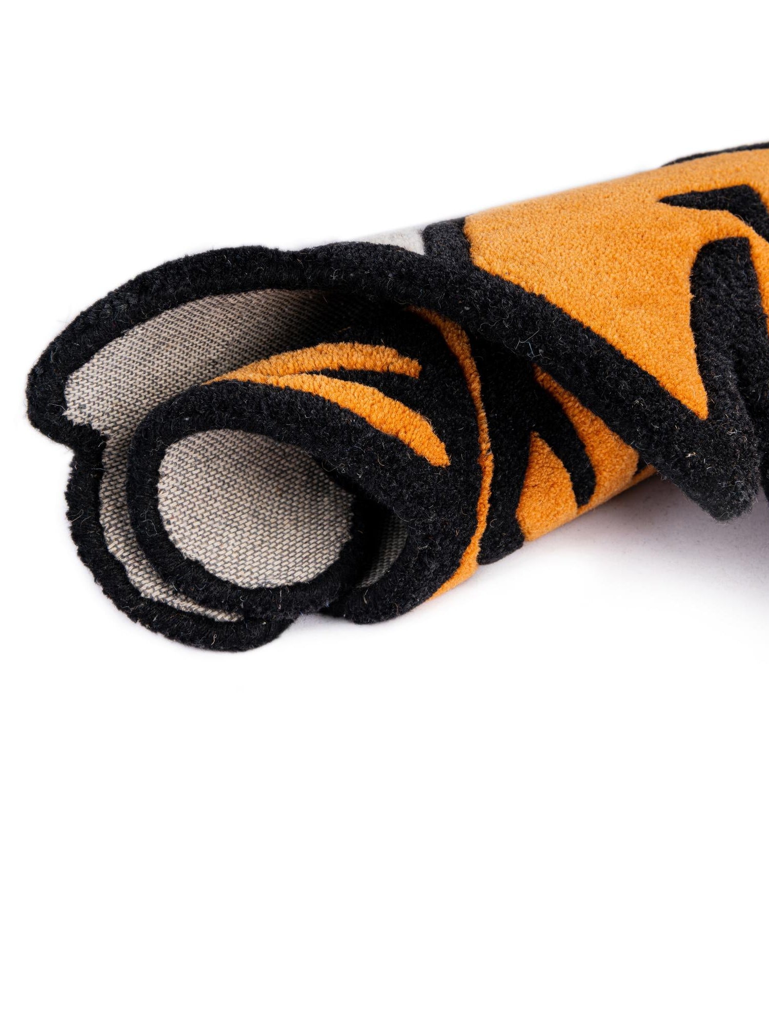 Orange 4' 1 x 6' 1 Playtime Kids Wool Freeform Area Rug for Baby Nursery, Toddler Playroom, Bedrooms