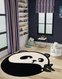 Black and White 2' x 2' Playtime Kids Wool Round Rug