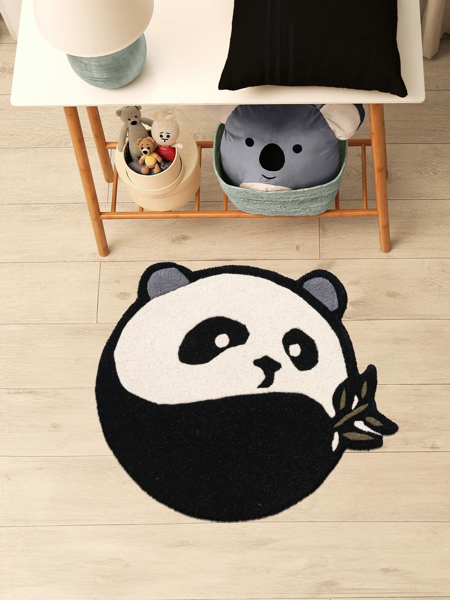 Black and White 4' 1 x 4' 1 Playtime Kids Wool Freeform Area Rug for Baby Nursery, Toddler Playroom, Bedrooms