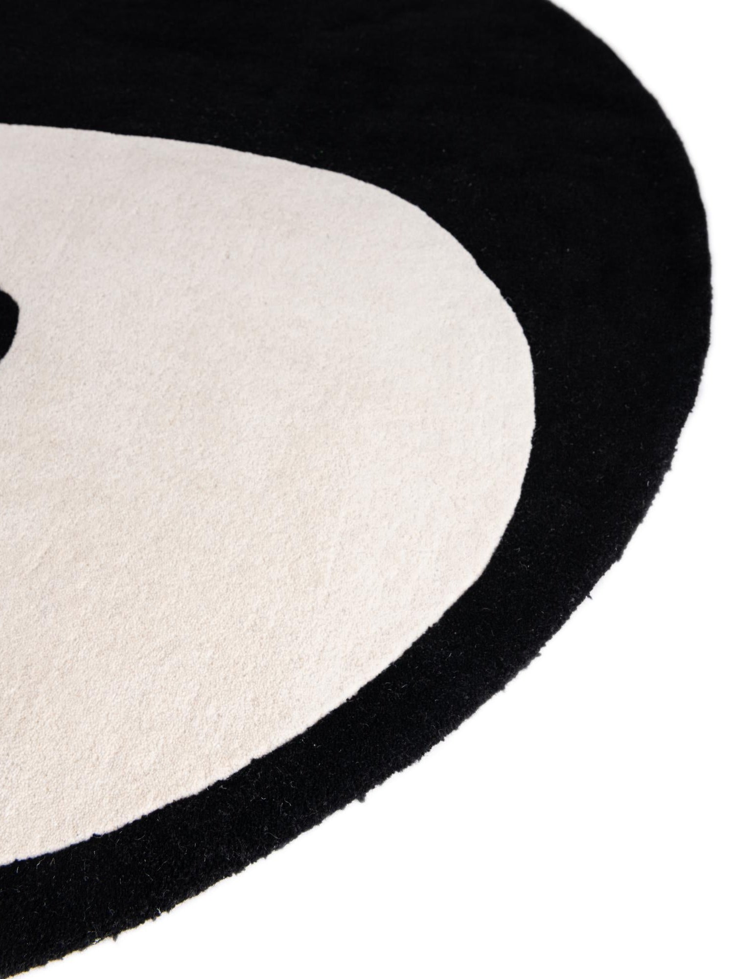 Black and White 4' 1 x 4' 1 Playtime Kids Wool Freeform Area Rug for Baby Nursery, Toddler Playroom, Bedrooms