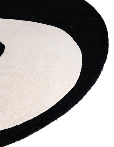 Black and White 4' 1 x 4' 1 Playtime Kids Wool Round Rug
