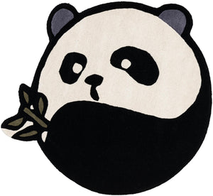 Black and White 4' 1 x 4' 1 Playtime Kids Wool Round Rug