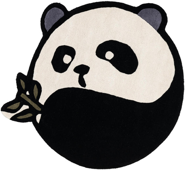 Black and White 4' 1 x 4' 1 Playtime Kids Wool Round Rug