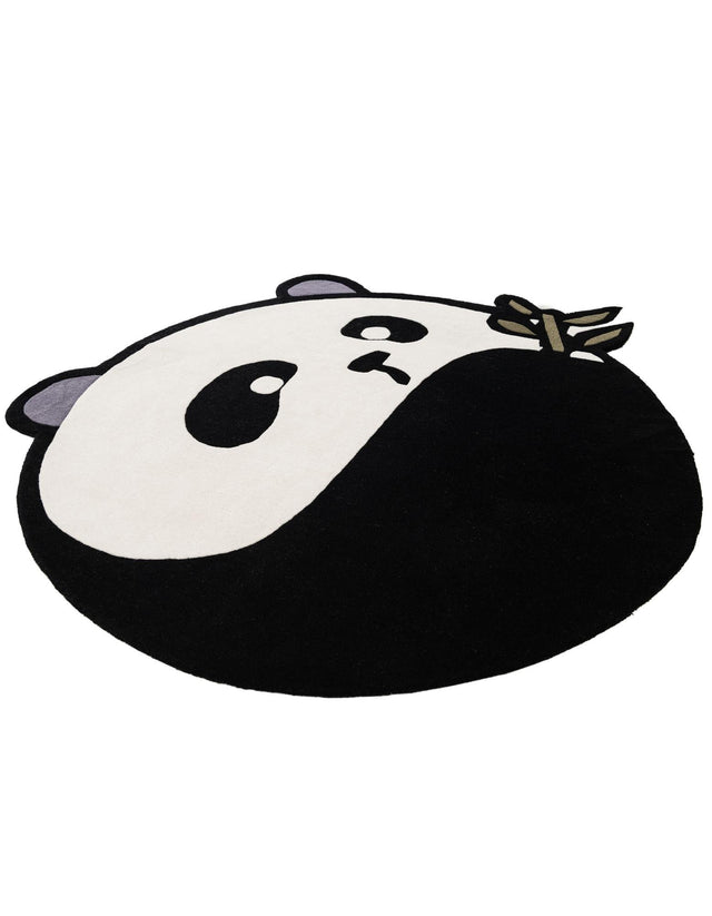 Black and White 6' 1 x 6' 1 Playtime Kids Wool Round Rug