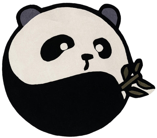 Black and White 6' 1 x 6' 1 Playtime Kids Wool Round Rug