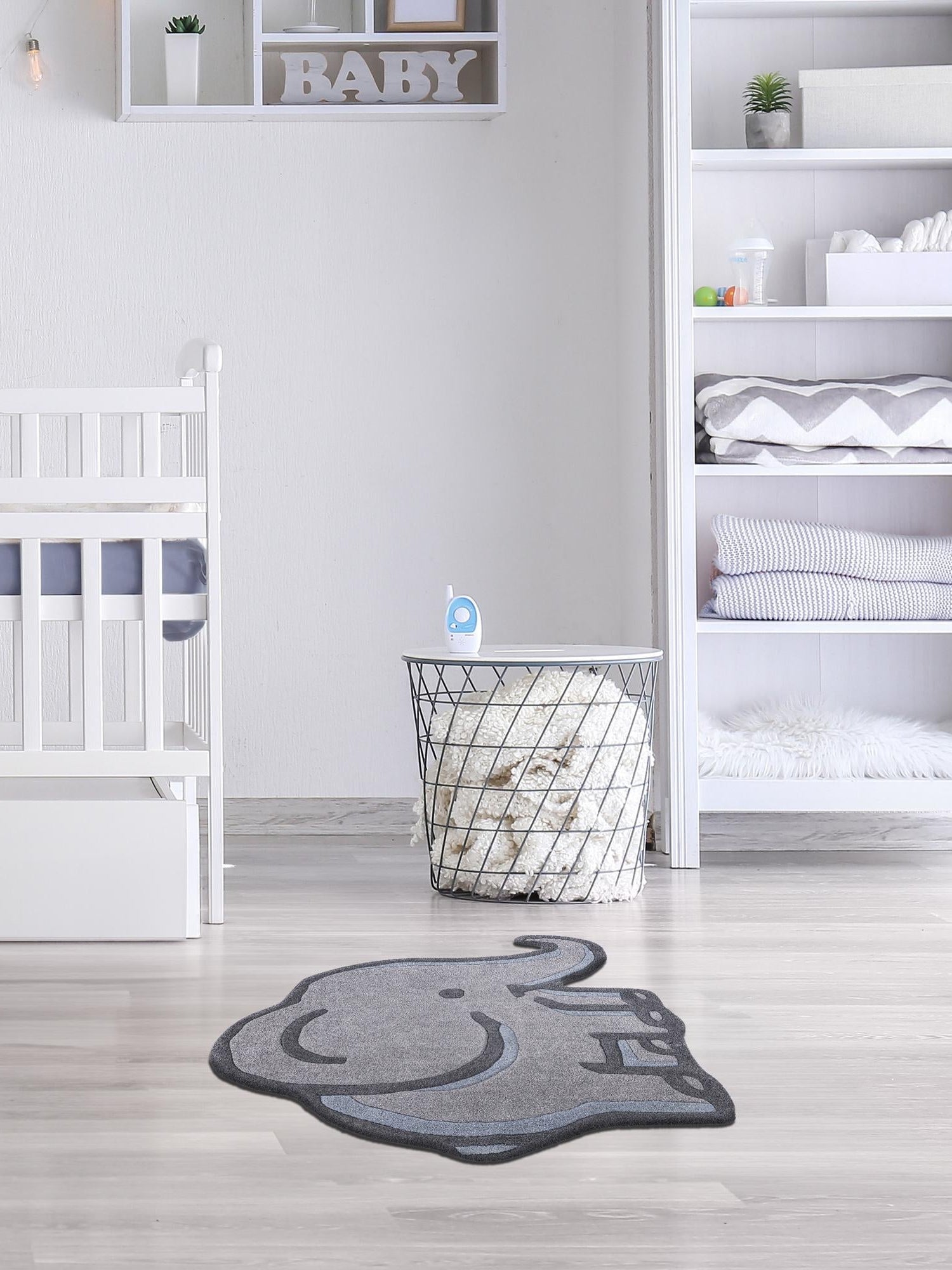 Gray 3' 1 x 3' 6 Playtime Kids Wool Freeform Area Rug for Baby Nursery, Toddler Playroom, Bedrooms