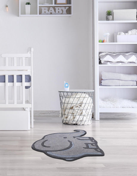 Gray 3' 1 x 4' Playtime Kids Wool Rectangle Rug