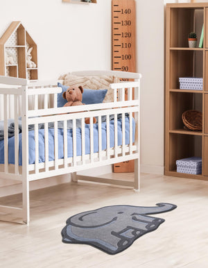 Gray 4' 1 x 4' 6 Playtime Kids Wool Freeform Area Rug for Baby Nursery, Toddler Playroom, Bedrooms