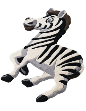 White and Black 2' 6 x 3' 1 Playtime Kids Wool Free Form Rug