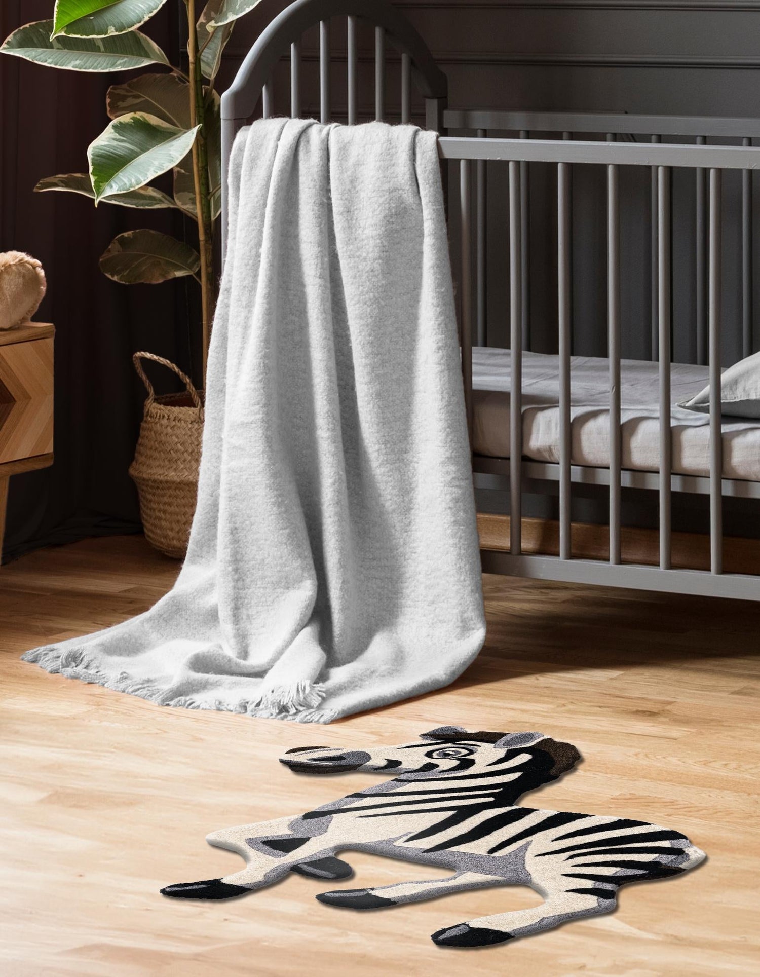 White and Black 4' 6 x 5' 1 Playtime Kids Wool Freeform Area Rug for Baby Nursery, Toddler Playroom,  Bedrooms Hand Tufted High Quality Dense  Wool Pile Natural Carpet for Sale at Rug Engine