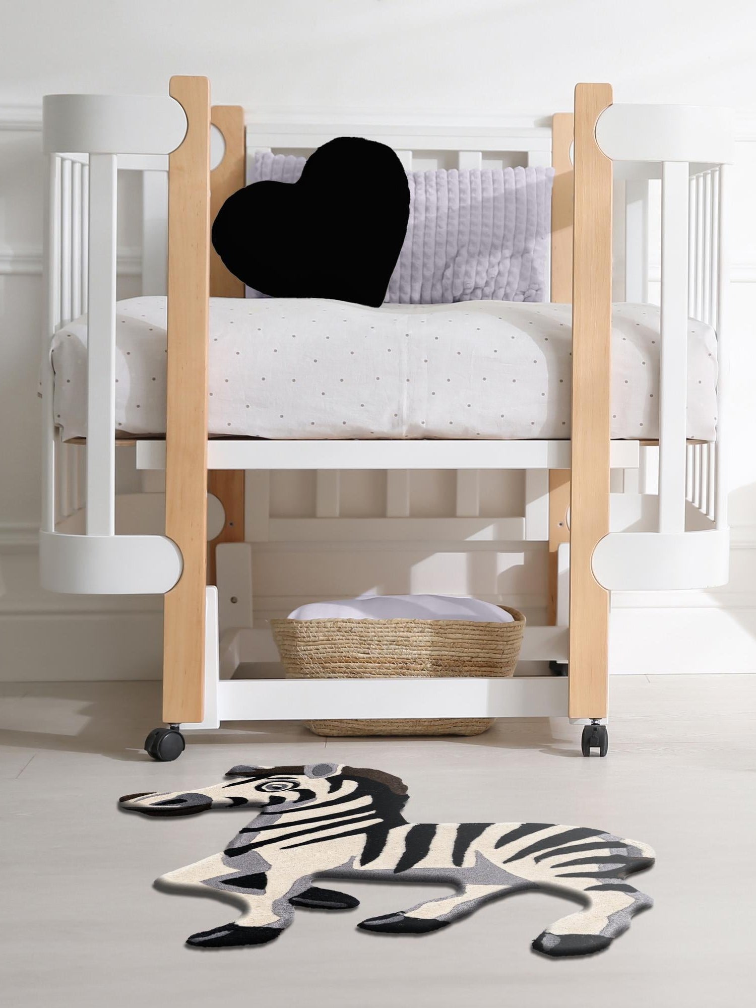 White and Black 4' 6 x 5' 1 Playtime Kids Wool Freeform Area Rug for Baby Nursery, Toddler Playroom,  Bedrooms Hand Tufted High Quality Dense  Wool Pile Natural Carpet for Sale at Rug Engine