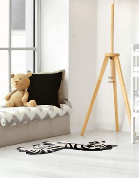 White and Black 4' 6 x 5' 1 Playtime Kids Wool Freeform Area Rug for Baby Nursery, Toddler Playroom,  Bedrooms Hand Tufted High Quality Dense  Wool Pile Natural Carpet for Sale at Rug Engine