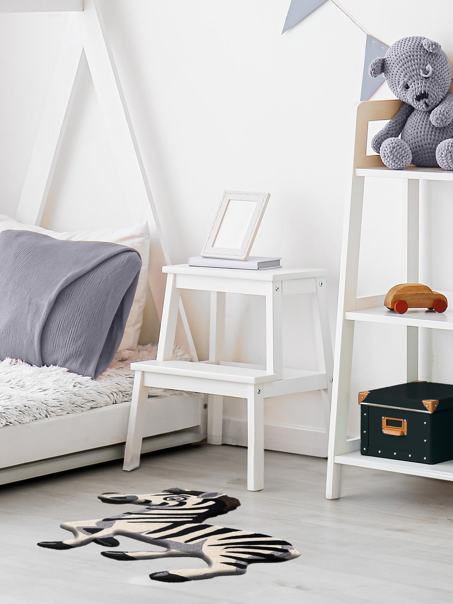 White and Black 4' 6 x 5' 1 Playtime Kids Wool Freeform Area Rug for Baby Nursery, Toddler Playroom,  Bedrooms Hand Tufted High Quality Dense  Wool Pile Natural Carpet for Sale at Rug Engine