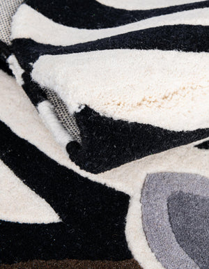 White and Black 2' 6 x 3' 1 Playtime Kids Wool Free Form Rug
