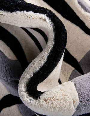 White and Black 2' 6 x 3' 1 Playtime Kids Wool Free Form Rug