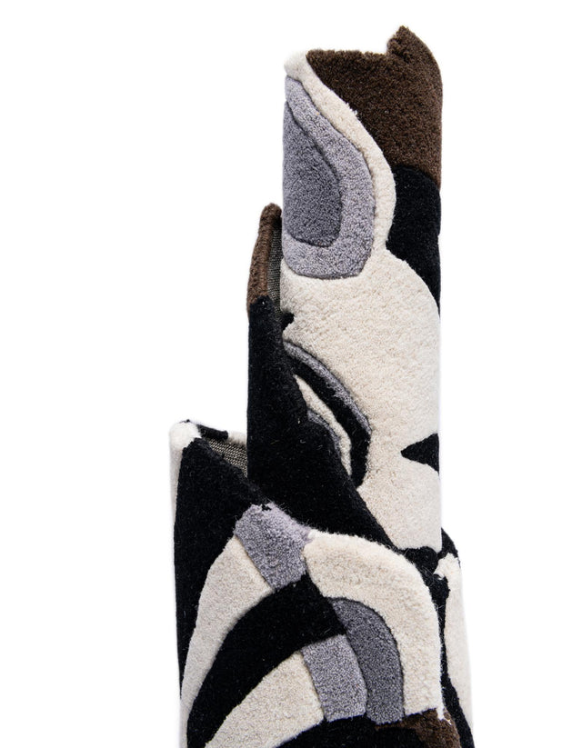 White and Black 2' 6 x 3' 1 Playtime Kids Wool Free Form Rug