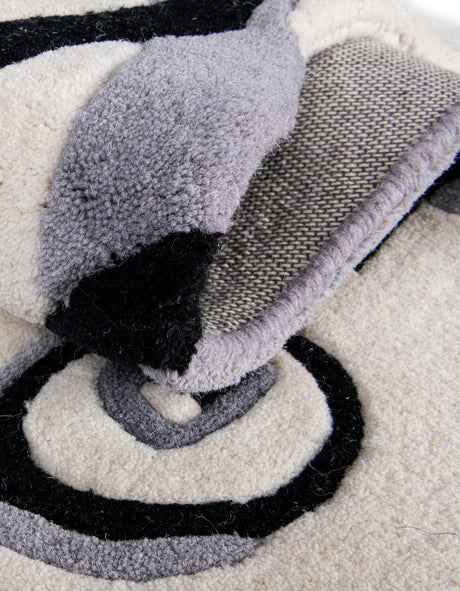 White and Black 2' 6 x 3' 1 Playtime Kids Wool Freeform Area Rug for Baby Nursery, Toddler Playroom,  Bedrooms Hand Tufted High Quality Dense  Wool Pile Natural Carpet for Sale at Rug Engine