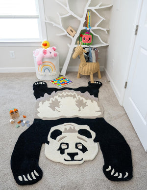 Black and Gray 4' 1 x 6' 1 Playtime Kids Wool Free Form Rug