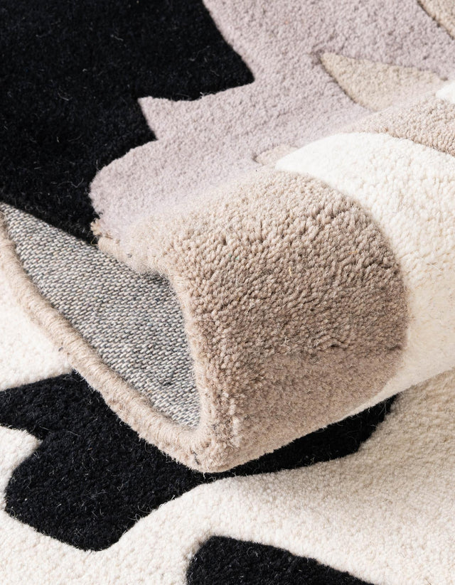 Black and Gray 4' 1 x 6' 1 Playtime Kids Wool Free Form Rug