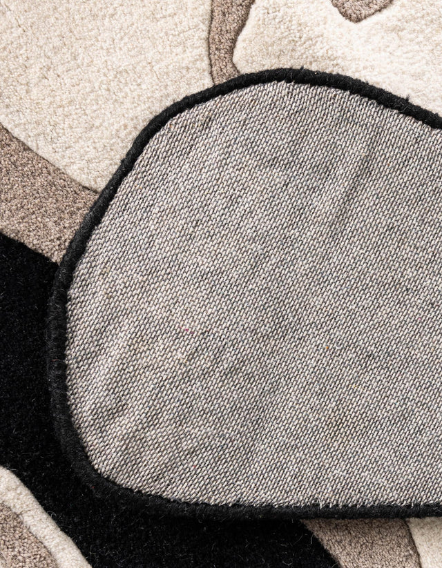 Black and Gray 4' 1 x 6' 1 Playtime Kids Wool Free Form Rug