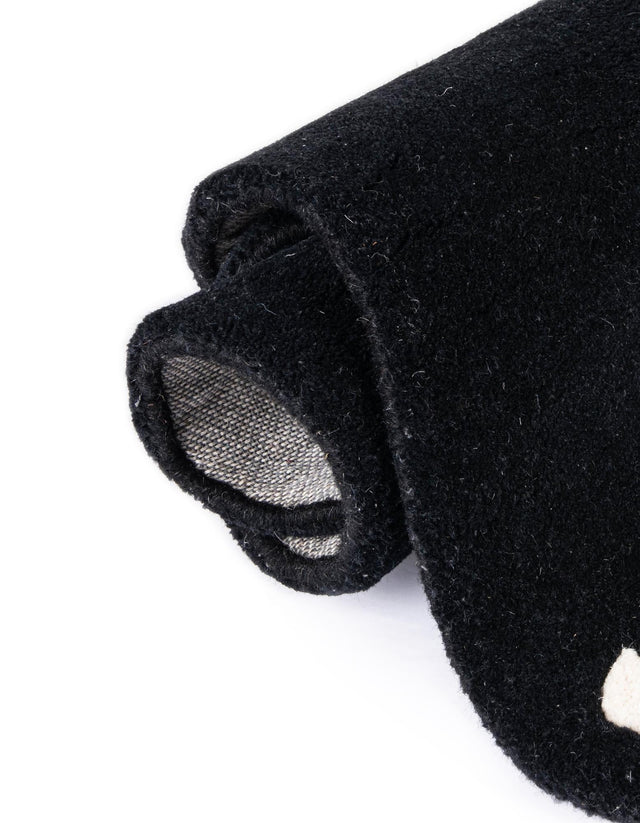 Black and Gray 4' 1 x 6' 1 Playtime Kids Wool Free Form Rug
