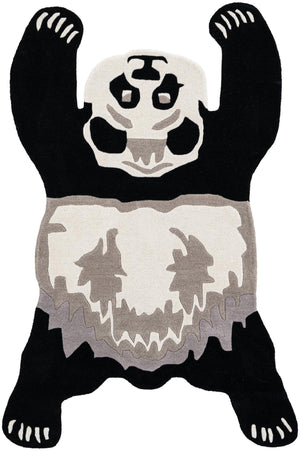 Black and Gray 4' 1 x 6' 1 Playtime Kids Wool Free Form Rug