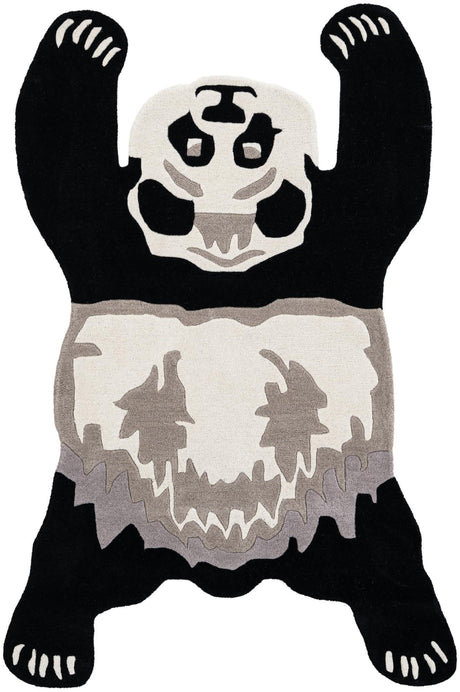 Black and Gray 4' 1 x 6' 1 Playtime Kids Wool Freeform Area Rug for Baby Nursery, Toddler Playroom,  Bedrooms Hand Tufted High Quality Dense  Wool Pile Natural Carpet for Sale at Rug Engine